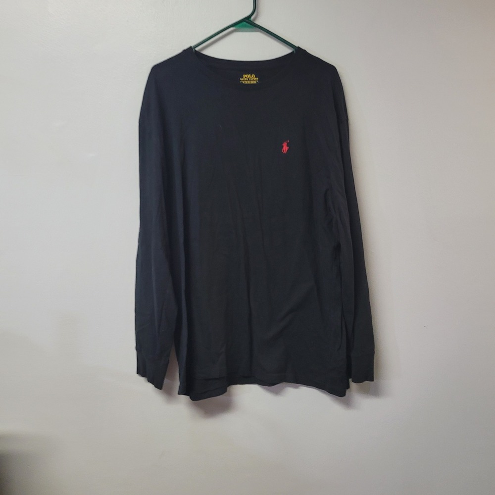 Polo Ralph Lauren Mens XL Long Sleeve T-Shirt Black Classic Fit Red Pony Logo